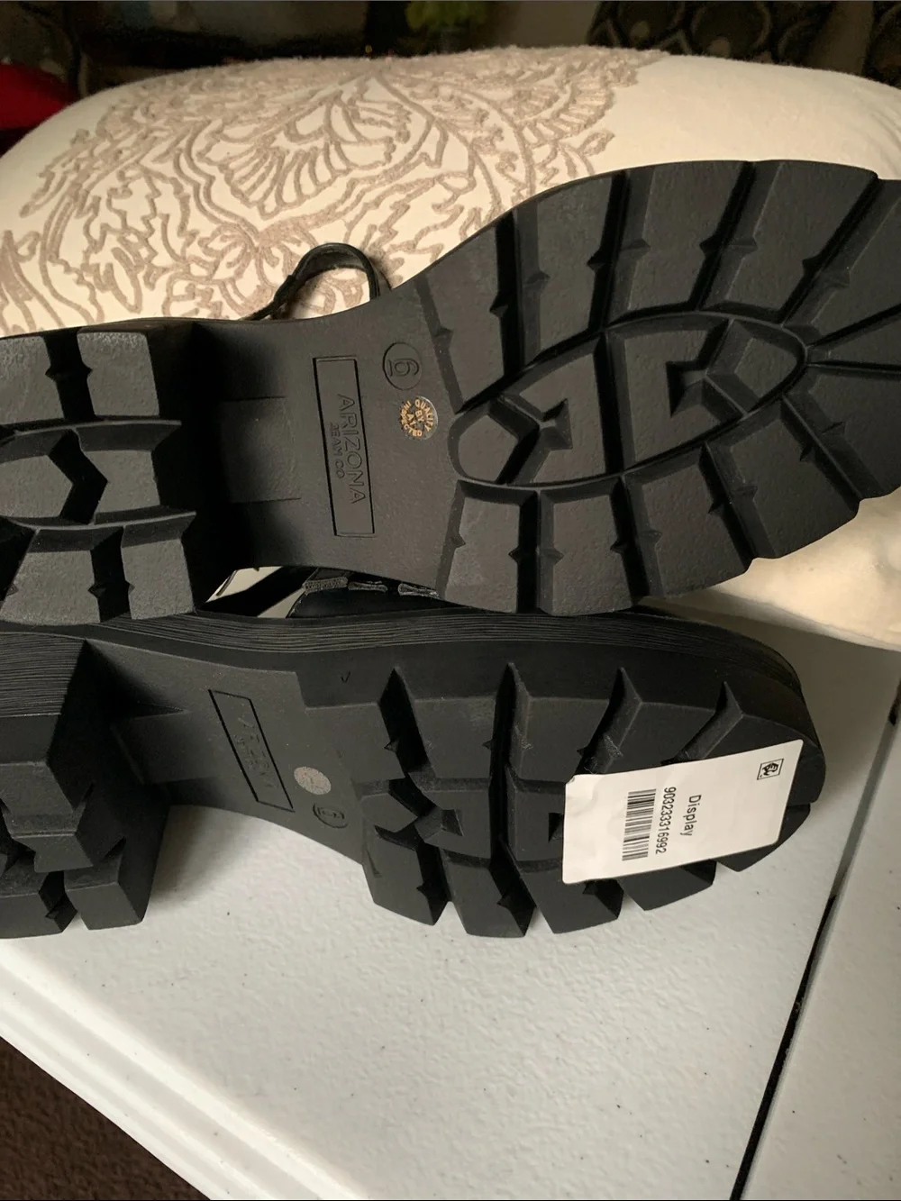 Arizona Jean Company Black Mary Jane Lug Sole Platform Mules